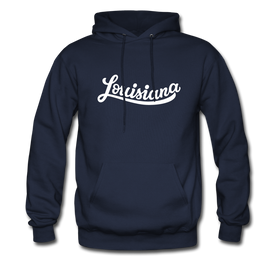 Louisiana Hoodie - Hand Lettered Unisex Louisiana Hooded Sweatshirt - navy