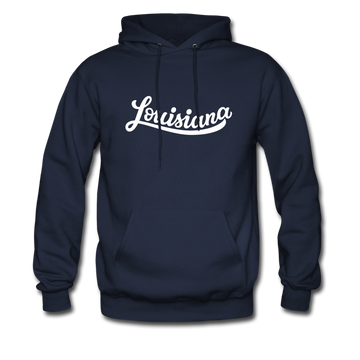 Louisiana Hoodie - Hand Lettered Unisex Louisiana Hooded Sweatshirt - navy