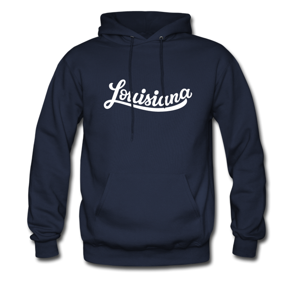Louisiana Hoodie - Hand Lettered Unisex Louisiana Hooded Sweatshirt - navy