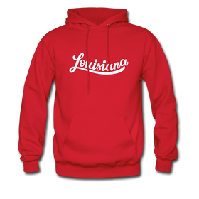 Louisiana Hoodie - Hand Lettered Unisex Louisiana Hooded Sweatshirt - red