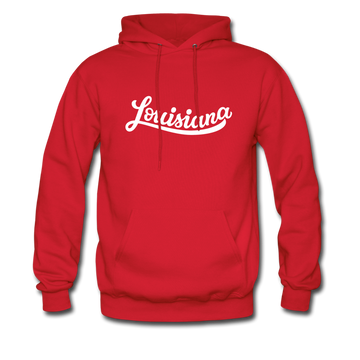Louisiana Hoodie - Hand Lettered Unisex Louisiana Hooded Sweatshirt - red
