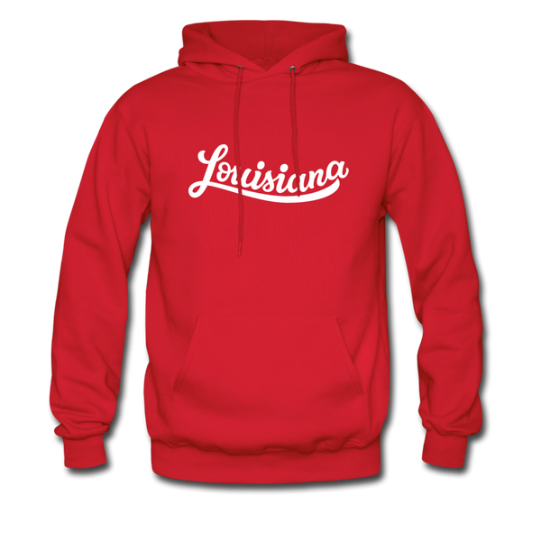 Louisiana Hoodie - Hand Lettered Unisex Louisiana Hooded Sweatshirt - red