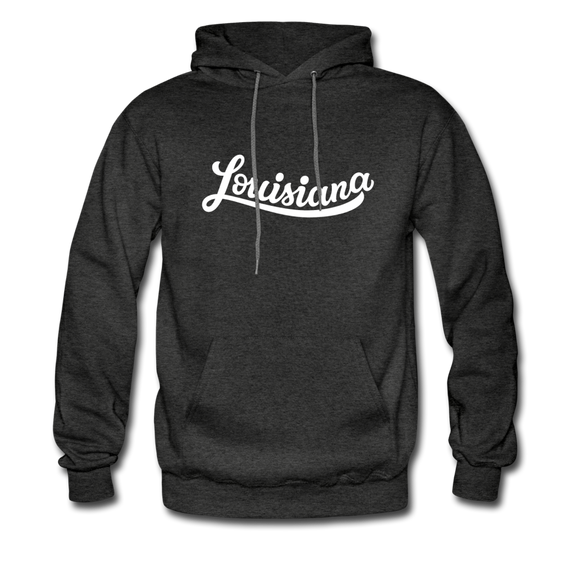 Louisiana Hoodie - Hand Lettered Unisex Louisiana Hooded Sweatshirt - charcoal gray