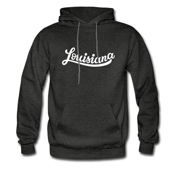 Louisiana Hoodie - Hand Lettered Unisex Louisiana Hooded Sweatshirt - charcoal gray