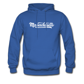Massachusetts Hoodie - Hand Lettered Unisex Massachusetts Hooded Sweatshirt - royal blue