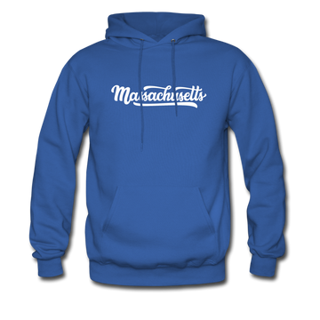 Massachusetts Hoodie - Hand Lettered Unisex Massachusetts Hooded Sweatshirt - royal blue