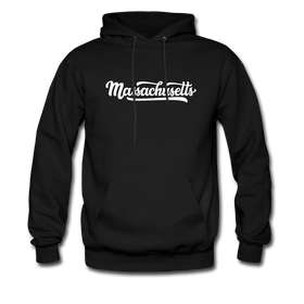 Massachusetts Hoodie - Hand Lettered Unisex Massachusetts Hooded Sweatshirt - black