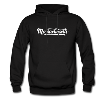 Massachusetts Hoodie - Hand Lettered Unisex Massachusetts Hooded Sweatshirt - black