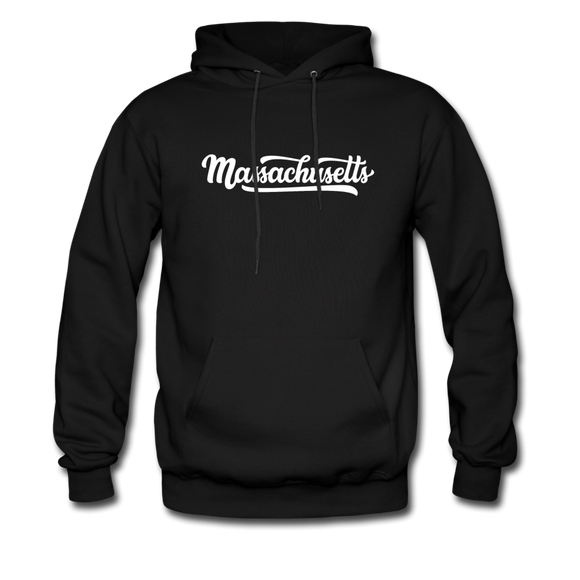 Massachusetts Hoodie - Hand Lettered Unisex Massachusetts Hooded Sweatshirt - black