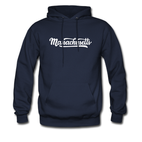 Massachusetts Hoodie - Hand Lettered Unisex Massachusetts Hooded Sweatshirt - navy