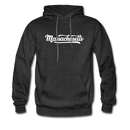 Massachusetts Hoodie - Hand Lettered Unisex Massachusetts Hooded Sweatshirt - charcoal gray