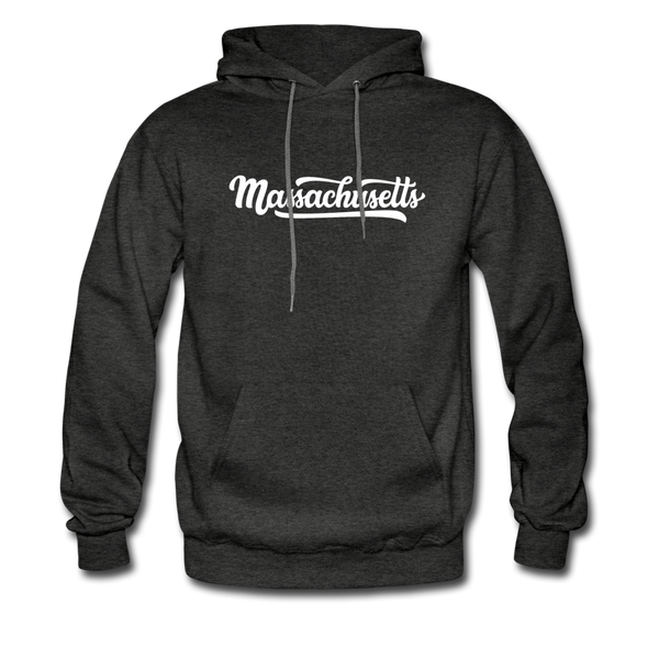 Massachusetts Hoodie - Hand Lettered Unisex Massachusetts Hooded Sweatshirt - charcoal gray
