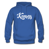 Kansas Hoodie - Hand Lettered Unisex Kansas Hooded Sweatshirt - royal blue