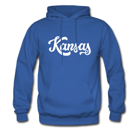 Kansas Hoodie - Hand Lettered Unisex Kansas Hooded Sweatshirt - royal blue