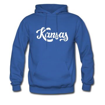 Kansas Hoodie - Hand Lettered Unisex Kansas Hooded Sweatshirt - royal blue