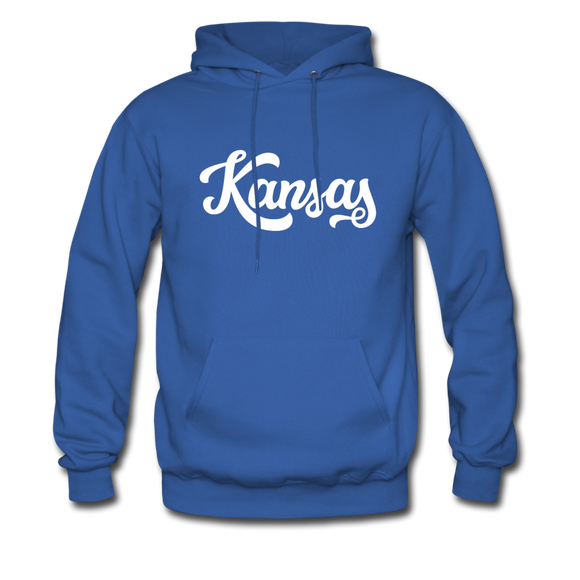 Kansas Hoodie - Hand Lettered Unisex Kansas Hooded Sweatshirt - royal blue