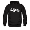 Kansas Hoodie - Hand Lettered Unisex Kansas Hooded Sweatshirt - black
