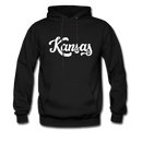 Kansas Hoodie - Hand Lettered Unisex Kansas Hooded Sweatshirt - black