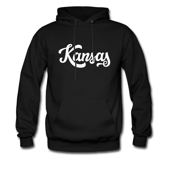 Kansas Hoodie - Hand Lettered Unisex Kansas Hooded Sweatshirt - black