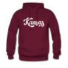 Kansas Hoodie - Hand Lettered Unisex Kansas Hooded Sweatshirt - burgundy