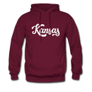 Kansas Hoodie - Hand Lettered Unisex Kansas Hooded Sweatshirt - burgundy