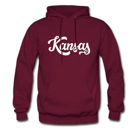 Kansas Hoodie - Hand Lettered Unisex Kansas Hooded Sweatshirt - burgundy