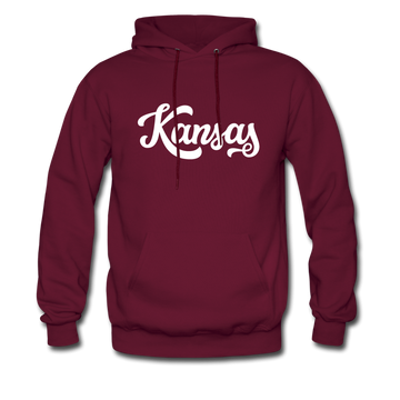 Kansas Hoodie - Hand Lettered Unisex Kansas Hooded Sweatshirt - burgundy