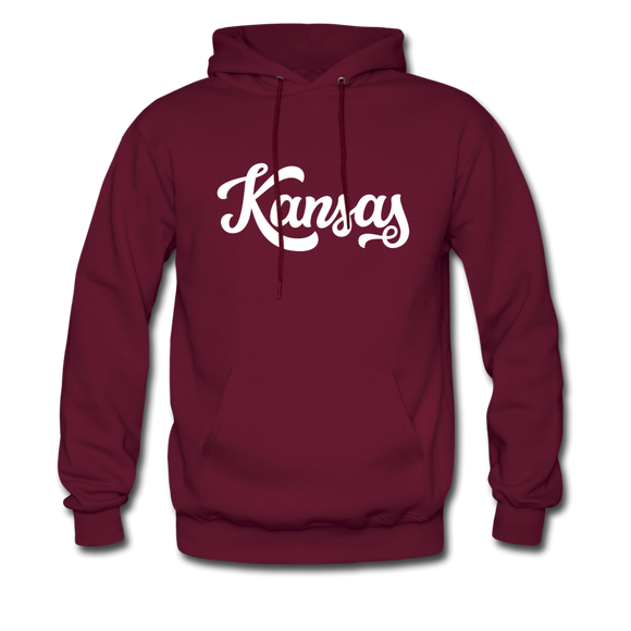 Kansas Hoodie - Hand Lettered Unisex Kansas Hooded Sweatshirt - burgundy