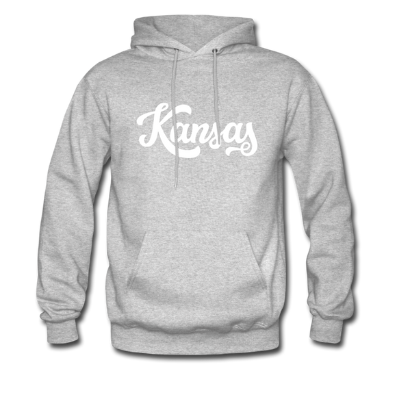 Kansas Hoodie - Hand Lettered Unisex Kansas Hooded Sweatshirt - heather gray