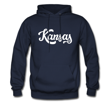 Kansas Hoodie - Hand Lettered Unisex Kansas Hooded Sweatshirt - navy