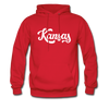Kansas Hoodie - Hand Lettered Unisex Kansas Hooded Sweatshirt - red