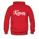 Kansas Hoodie - Hand Lettered Unisex Kansas Hooded Sweatshirt - red