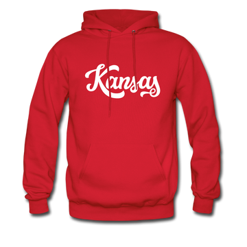 Kansas Hoodie - Hand Lettered Unisex Kansas Hooded Sweatshirt - red