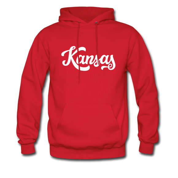 Kansas Hoodie - Hand Lettered Unisex Kansas Hooded Sweatshirt - red