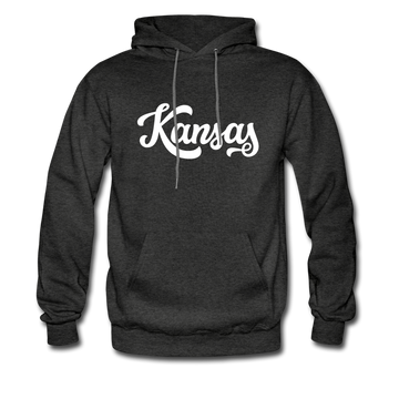 Kansas Hoodie - Hand Lettered Unisex Kansas Hooded Sweatshirt - charcoal gray