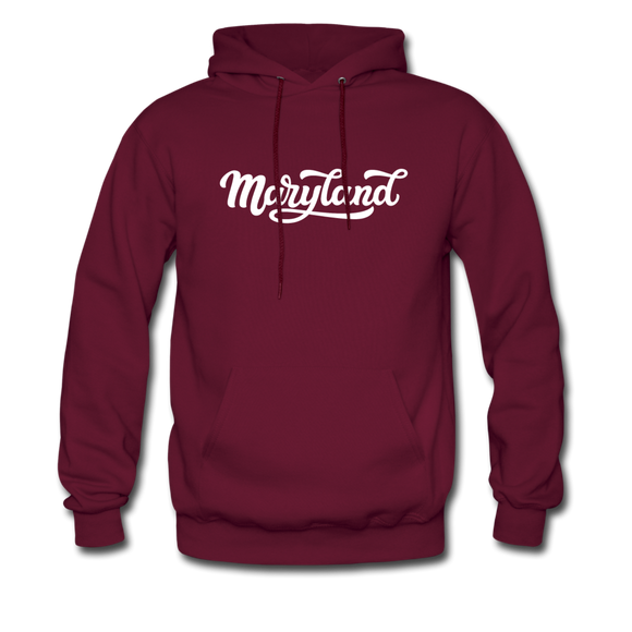 Maryland Hoodie - Hand Lettered Unisex Maryland Hooded Sweatshirt - burgundy
