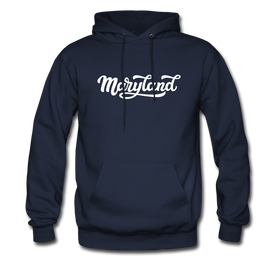 Maryland Hoodie - Hand Lettered Unisex Maryland Hooded Sweatshirt - navy