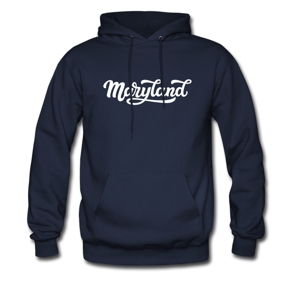 Maryland Hoodie - Hand Lettered Unisex Maryland Hooded Sweatshirt - navy