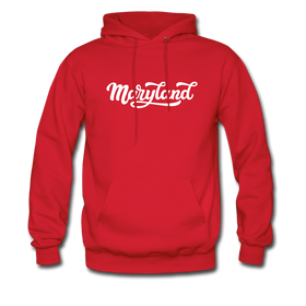 Maryland Hoodie - Hand Lettered Unisex Maryland Hooded Sweatshirt - red