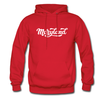 Maryland Hoodie - Hand Lettered Unisex Maryland Hooded Sweatshirt - red