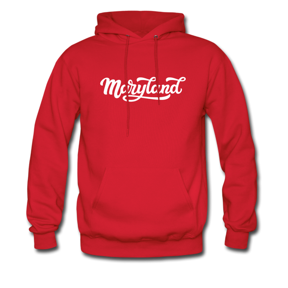 Maryland Hoodie - Hand Lettered Unisex Maryland Hooded Sweatshirt - red