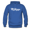 Michigan Hoodie - Hand Lettered Unisex Michigan Hooded Sweatshirt - royal blue