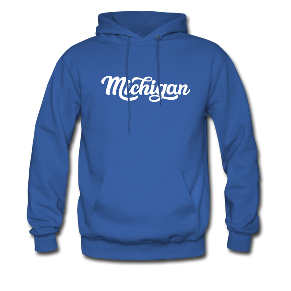 Michigan Hoodie - Hand Lettered Unisex Michigan Hooded Sweatshirt - royal blue