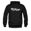 Michigan Hoodie - Hand Lettered Unisex Michigan Hooded Sweatshirt - black