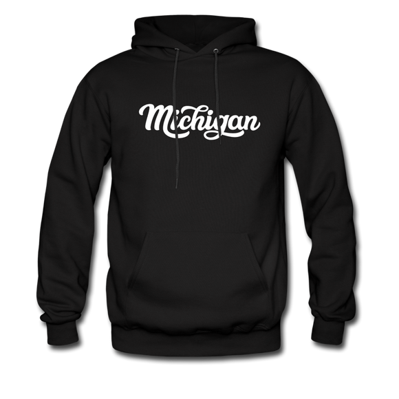 Michigan Hoodie - Hand Lettered Unisex Michigan Hooded Sweatshirt - black