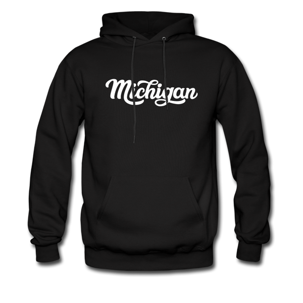 Michigan Hoodie - Hand Lettered Unisex Michigan Hooded Sweatshirt - black