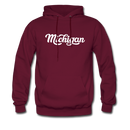 Michigan Hoodie - Hand Lettered Unisex Michigan Hooded Sweatshirt - burgundy