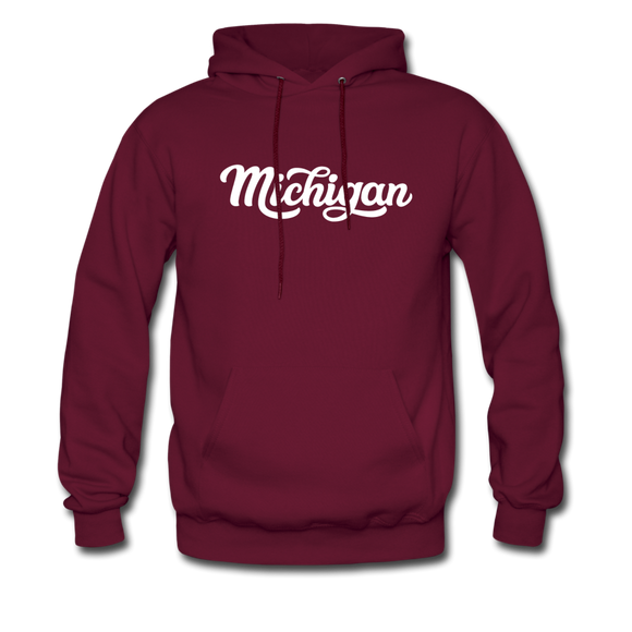 Michigan Hoodie - Hand Lettered Unisex Michigan Hooded Sweatshirt - burgundy