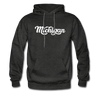 Michigan Hoodie - Hand Lettered Unisex Michigan Hooded Sweatshirt - charcoal gray