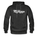 Michigan Hoodie - Hand Lettered Unisex Michigan Hooded Sweatshirt - charcoal gray